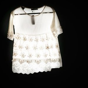 Zanzea white floral Blouse